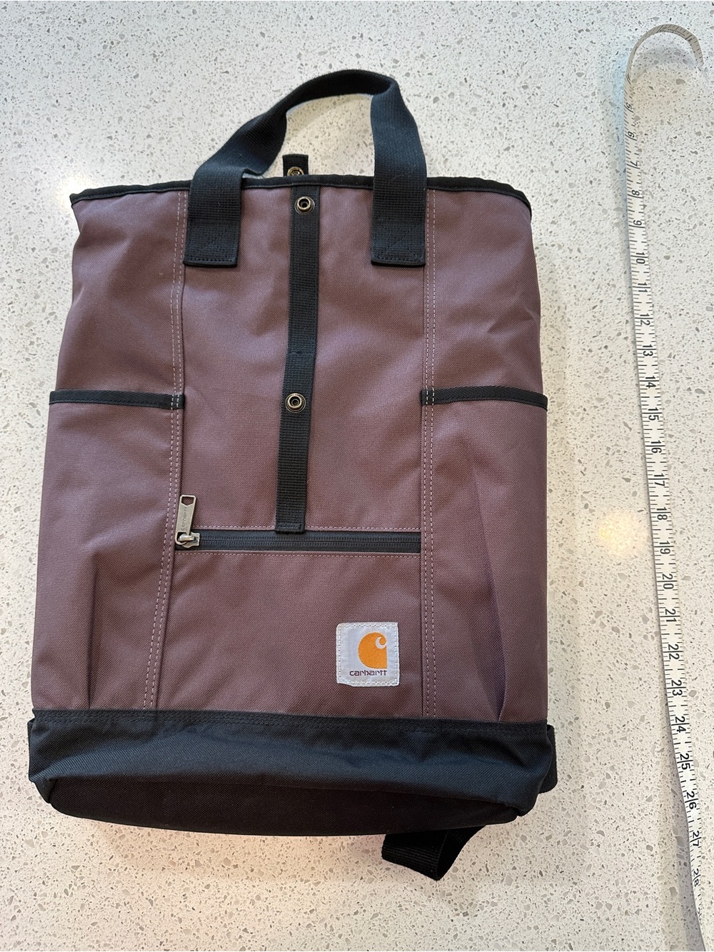 Carhartt Plum Canvas Tote Backpack with Black Trim